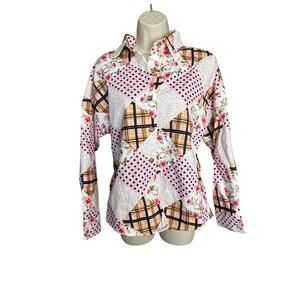 Emily Wonder Pink Patchwork Fleece Lined Jean Jacket S NWT